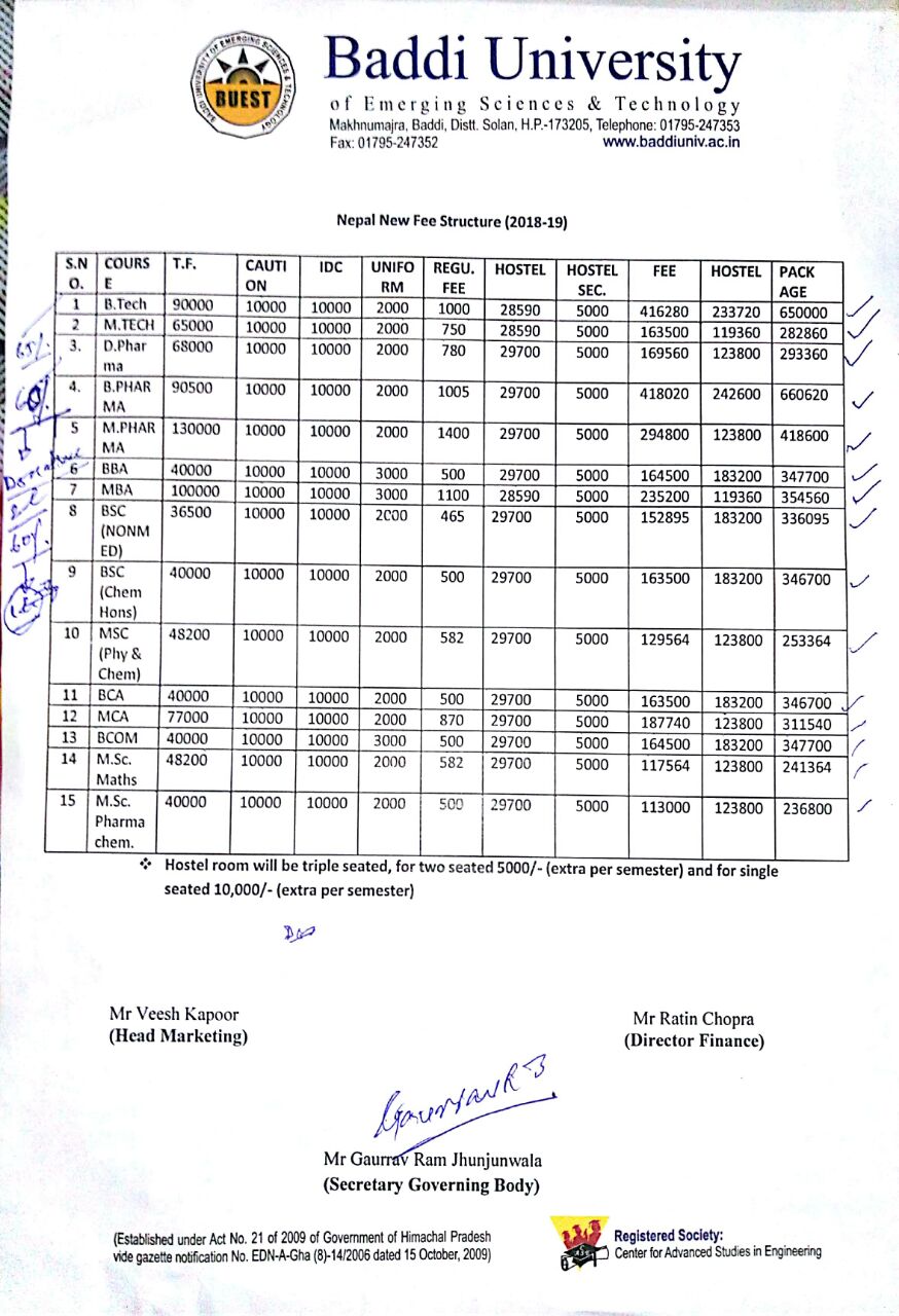 Fee Structure for Nepal Students Best Engineering College in